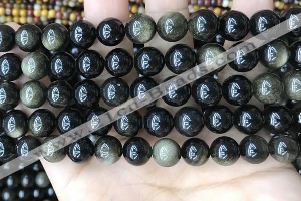 COB768 15.5 inches 10mm round golden obsidian beads wholesale