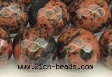 COB778 15 inches 12mm faceted round mahogany obsidian beads