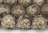 COB781 15 inches 8mm faceted round Chinese snowflake obsidian beads