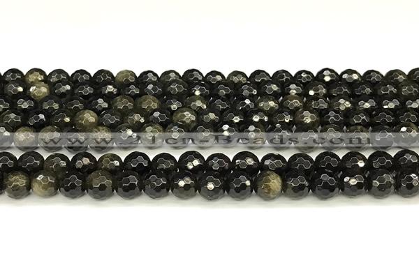 COB785 15 inches 6mm faceted round golden obsidian beads