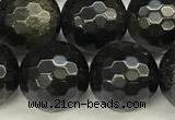 COB787 15 inches 10mm faceted round golden obsidian beads