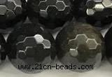 COB788 15 inches 12mm faceted round golden obsidian beads