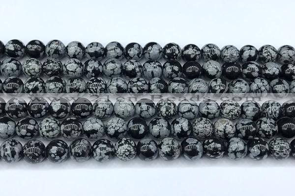 COB790 15 inches 8mm round snowflake obsidian beads, 2mm hole