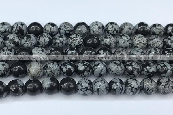 COB791 15 inches 10mm round snowflake obsidian beads, 2mm hole