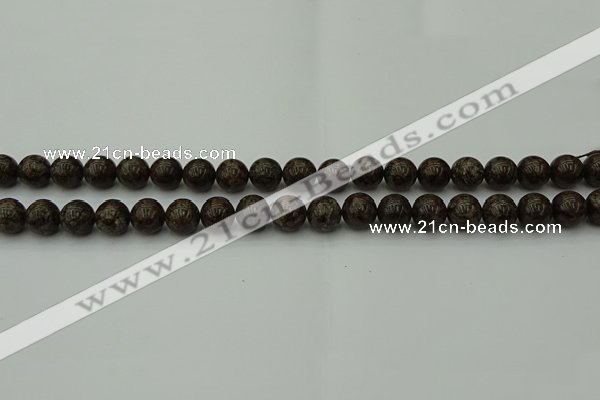 COB801 15.5 inches 6mm round red snowflake obsidian beads