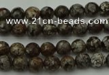 COB810 15.5 inches 4mm faceted round red snowflake obsidian beads