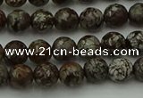 COB811 15.5 inches 6mm faceted round red snowflake obsidian beads