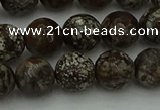 COB813 15.5 inches 10mm faceted round red snowflake obsidian beads