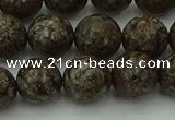 COB814 15.5 inches 12mm faceted round red snowflake obsidian beads