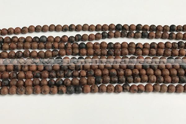 COB820 15 inches 4mm round matte mahogany obsidian beads