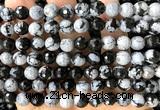 COB872 15 inches 8mm faceted round snowflake obsidian beads wholesale