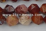 COJ1003 15.5 inches 10mm faceted nuggets red porcelain jasper beads