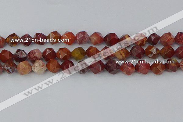 COJ1004 15.5 inches 12mm faceted nuggets red porcelain jasper beads