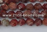 COJ1006 15.5 inches 6mm faceted nuggets pomegranate jasper beads