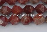 COJ1007 15.5 inches 8mm faceted nuggets pomegranate jasper beads