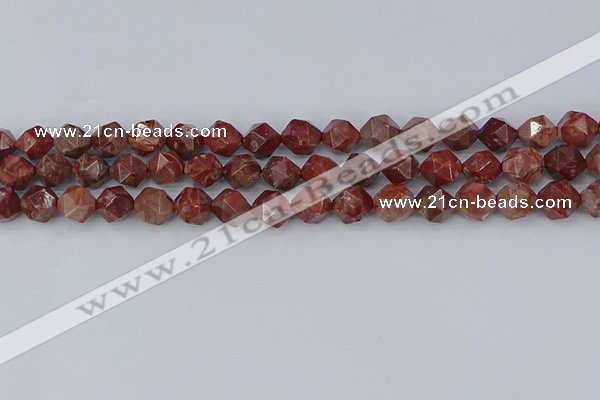 COJ1007 15.5 inches 8mm faceted nuggets pomegranate jasper beads