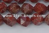 COJ1008 15.5 inches 10mm faceted nuggets pomegranate jasper beads