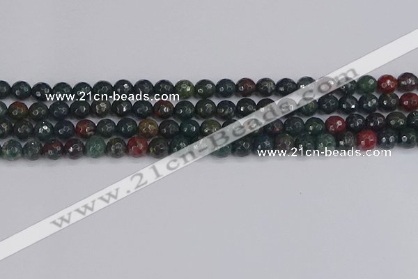 COJ311 15.5 inches 6mm faceted round Indian bloodstone beads