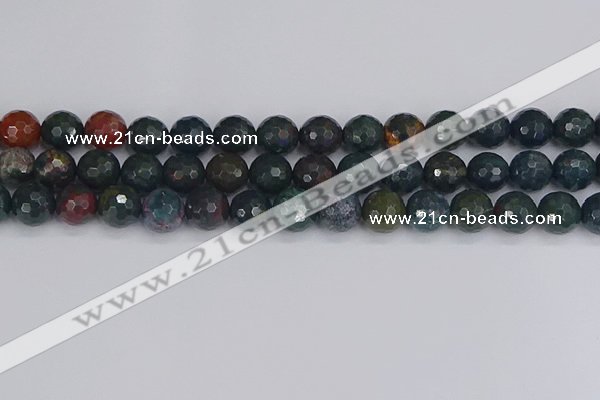 COJ313 15.5 inches 10mm faceted round Indian bloodstone beads