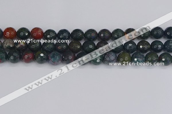 COJ314 15.5 inches 12mm faceted round Indian bloodstone beads