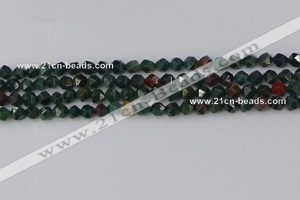 COJ320 15.5 inches 6mm faceted nuggets Indian bloodstone beads