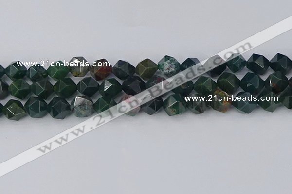 COJ323 15.5 inches 12mm faceted nuggets Indian bloodstone beads