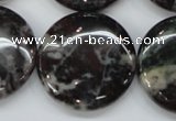 COJ37 15.5 inches 30mm flat round blood jasper gemstone beads