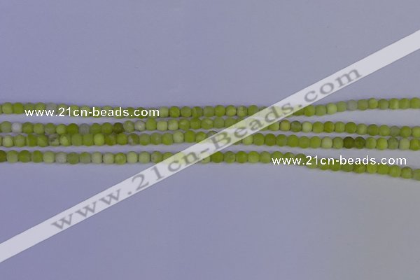 COJ400 15.5 inches 4mm round matte olive jade beads wholesale