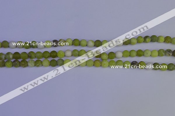 COJ401 15.5 inches 6mm round matte olive jade beads wholesale