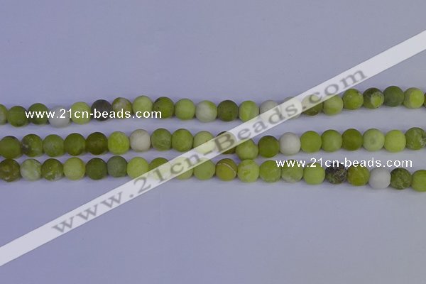 COJ402 15.5 inches 8mm round matte olive jade beads wholesale