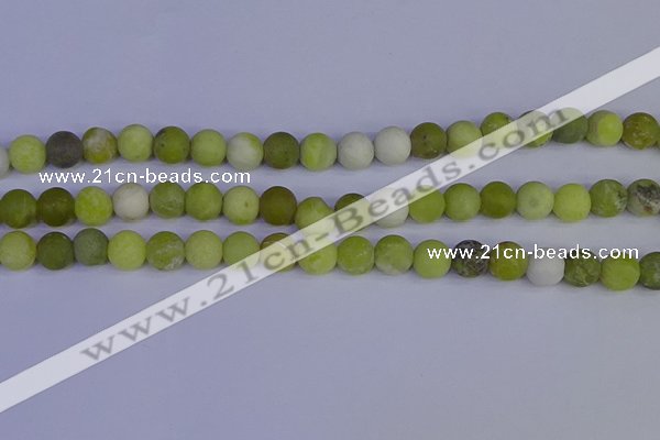 COJ403 15.5 inches 10mm round matte olive jade beads wholesale