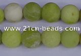 COJ404 15.5 inches 12mm round matte olive jade beads wholesale