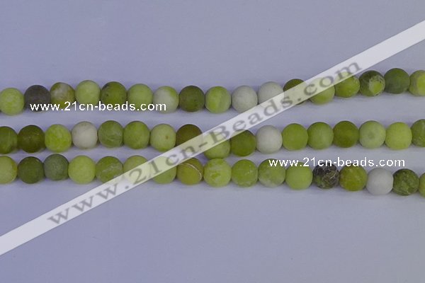 COJ404 15.5 inches 12mm round matte olive jade beads wholesale