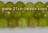 COJ410 15.5 inches 8mm faceted round olive jade beads