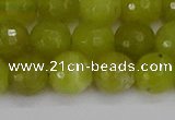 COJ411 15.5 inches 10mm faceted round olive jade beads