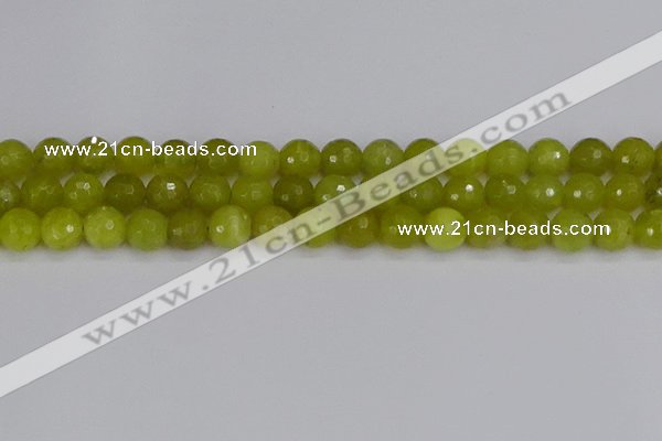 COJ411 15.5 inches 10mm faceted round olive jade beads