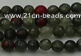 COJ460 15.5 inches 4mm faceted round blood jasper beads wholesale