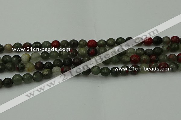 COJ462 15.5 inches 8mm faceted round blood jasper beads wholesale