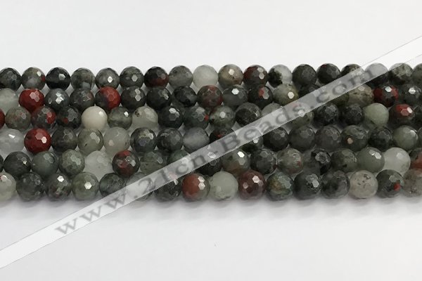 COJ486 15.5 inches 10mm faceted round blood jasper beads wholesale