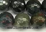 COJ502 15 inches 10mm faceted round Indian bloodstone jasper beads