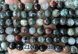 COJ508 15 inches 10mm faceted round blood jasper beads wholesale