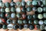 COJ509 15 inches 12mm faceted round blood jasper beads wholesale