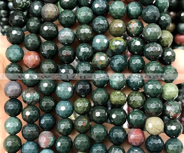 COJ514 15 inches 10mm faceted round Indian bloodstone beads wholesale
