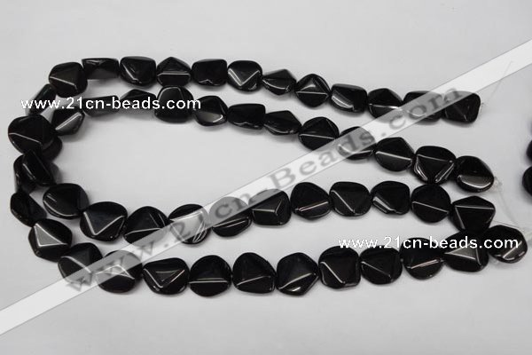 CON100 15.5 inches 16mm cut coin black onyx gemstone beads