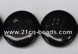 CON47 15.5 inches 25mm flat round black onyx gemstone beads