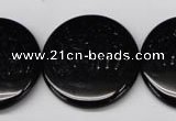 CON48 15.5 inches 28mm flat round black onyx gemstone beads