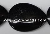 CON55 15.5 inches 30*40mm flat teardrop black onyx gemstone beads