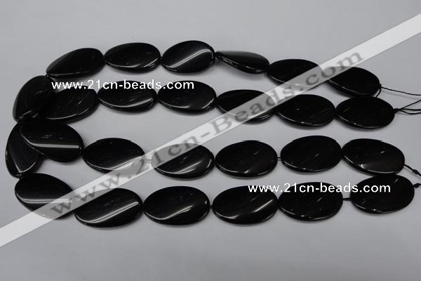 CON59 15.5 inches 18*30mm twisted oval black onyx gemstone beads