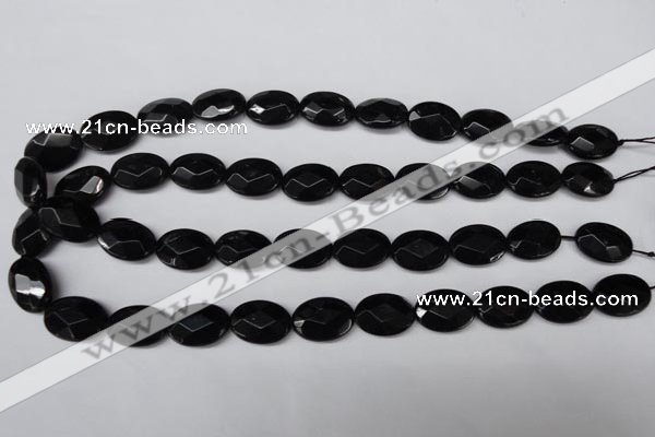 CON65 15.5 inches 13*18mm faceted oval black onyx gemstone beads