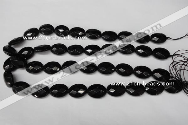 CON66 15.5 inches 15*20mm faceted oval black onyx gemstone beads